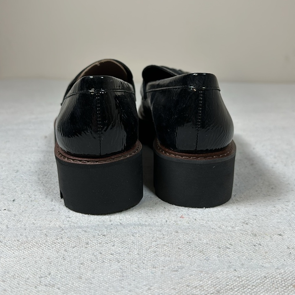 Franco Sarto Black Patent Tassel Lug Sole Loafers - Picture 11 of 13
